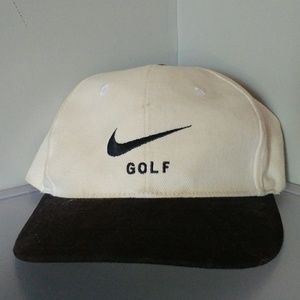 Nike Golf Dad Hat Cap Strap Beige Swoosh VTG